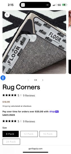 Gorilla Grip Rug Corners dual grip pack of 8