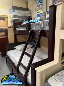 Twin full full bunk bed Cherry cama con colchones mattresses