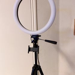 $20 (12” RING LIGHT with 50” tall tripod stand,phone holder and remote control for selfie