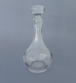 Vintage Clear Glass Wine / Liquor Decanter with Round Glass Stopper – Mid Century Style