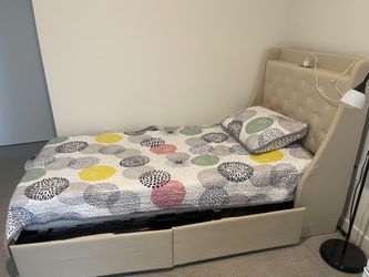 Beautiful Beige Twin Bed + Mattress