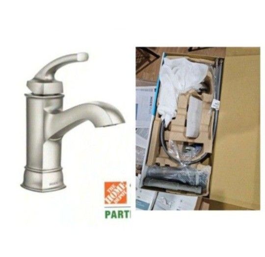MOEN Hensley Single Hole Single-Handle Bathroom Faucet in Spot Resist Brushed Nickel