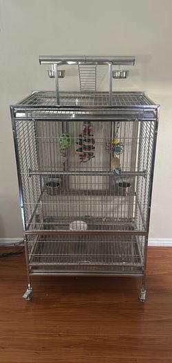 Parrot cage prevue pet products W play top stainless steel