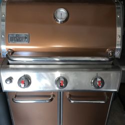 Orange Bronze Colored Weber Genesis Edition E-310 Three Burners Grill BBQ Propane Asador