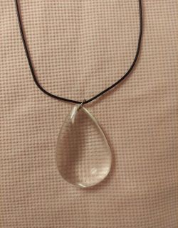 Large Glass Teardrop Pendant Necklace 