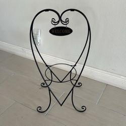 Plant Stand With Welcome Sign Cast Iron 