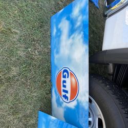 Two GULF , plexi glass gas station signs 1 Sunoco