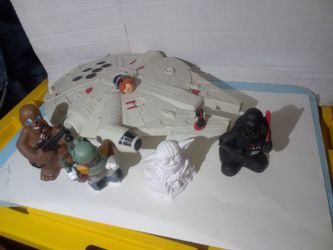 Star Wars Lot Of Vinyl Figure's And Falcon Millennium 