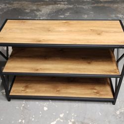 Desktop Shelf Organizer, 3 Tier Office Shelves, Wood Desk Organizer Storage Rack and Freestanding Display Shelf for Office, Dormitory, Home (Wood/ lig