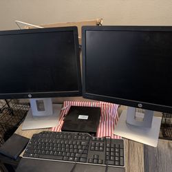 2 Monitors & Desktop  & Keyboard 