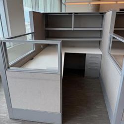 Haworth Compose Manager Stations – 5’x7’x65” w/ Glass Panels