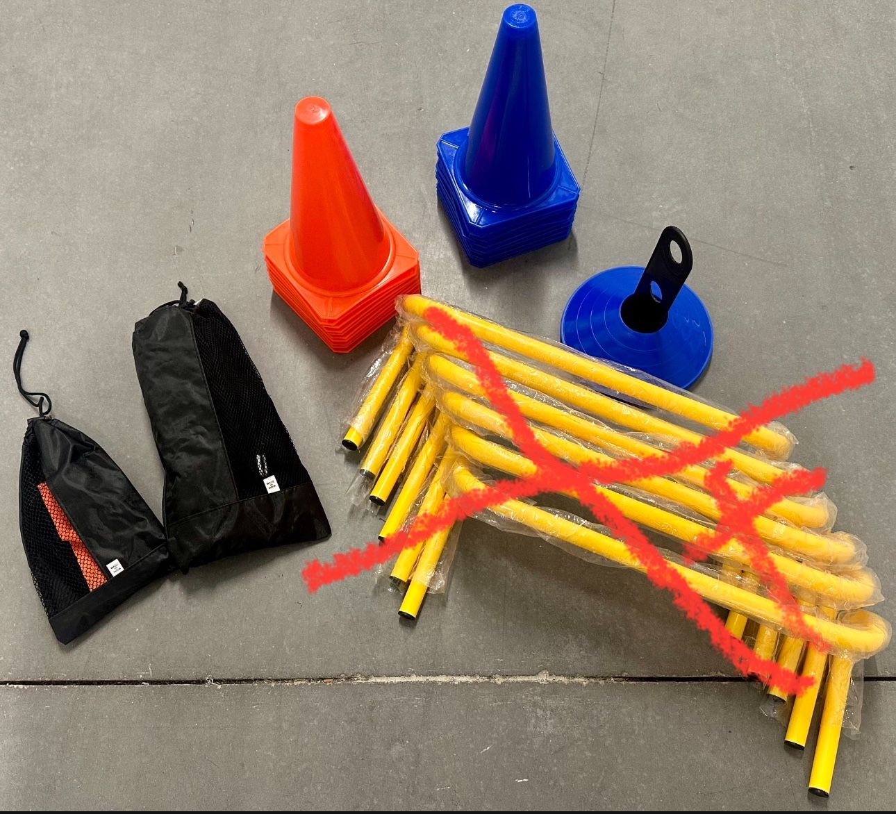 Sports & Training Agility Set- Speed Harness, 9” Cones, Disc Cones, 6’ Agility Pole