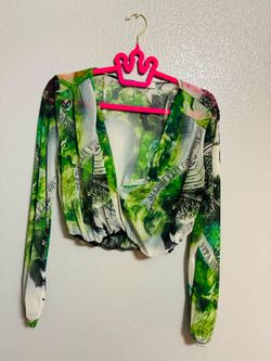 Green lace see thru long sleeve
