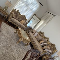 7 Pieces Unique Victorian Couches Tables And Lamps Too