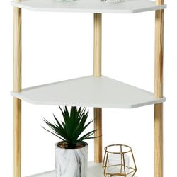 LITA White Wood Modern Side Table, Three-Story End-Table Storage Plant Stand for Bedroom, Living Room(White, 3-Tier)
