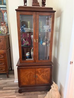 Curio cabinet, two piece.       PRICED REDUCED!