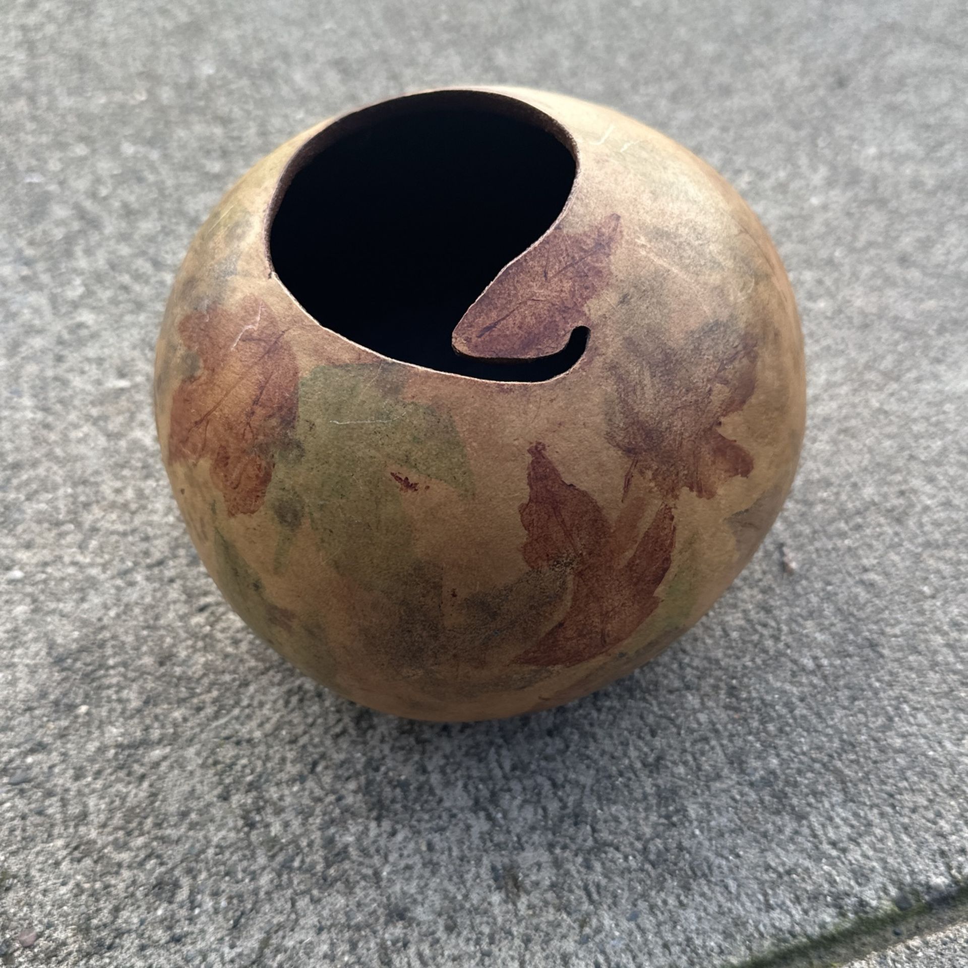 Fall Leaf Pattern Gourd / Signed