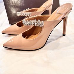 Brand New Mule Heels With Rhinestones 7 1/2 