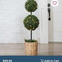 3’ Tall Topiary With Led Lights Decor 