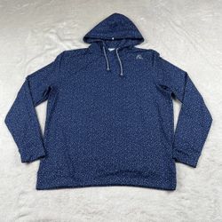 Rhoback the Bootleg Hoodie Mens Large Blue Flagstick Pattern AOP Pullover Golf