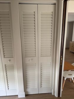 White Louvered Bifold Closet Doors