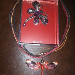 Dragonfly Brooch And Necklace