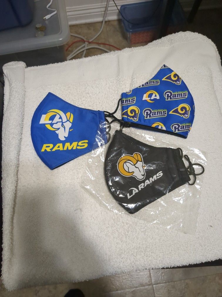 Lot Of Los Angeles Rams Face Masks 3 Total Great Christmas Gift!!