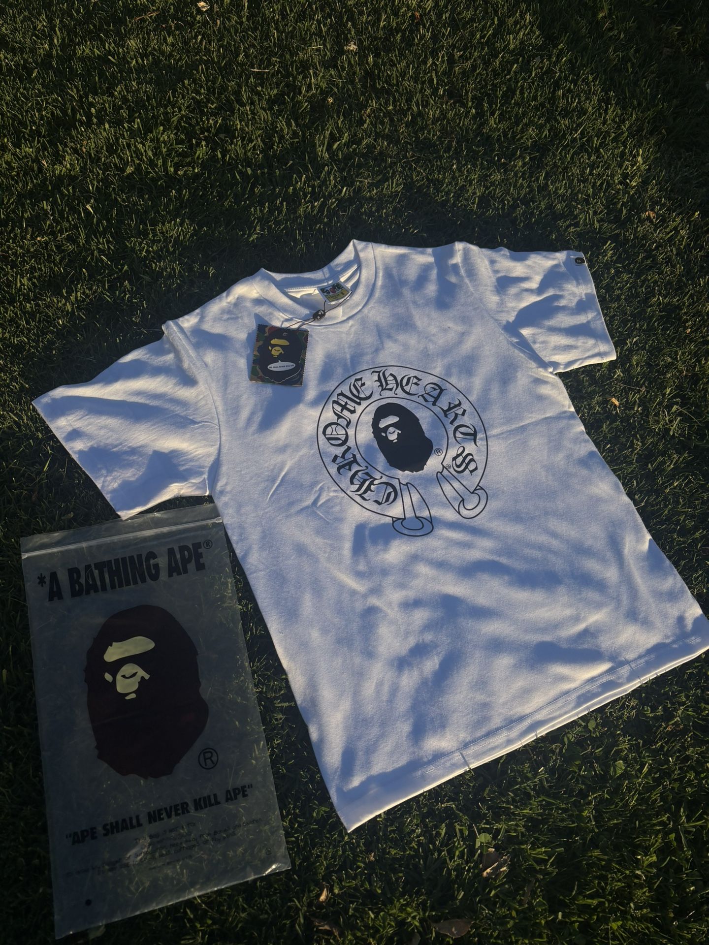 Chrome Hearts X Bape Tee Sizes S,M, (White)