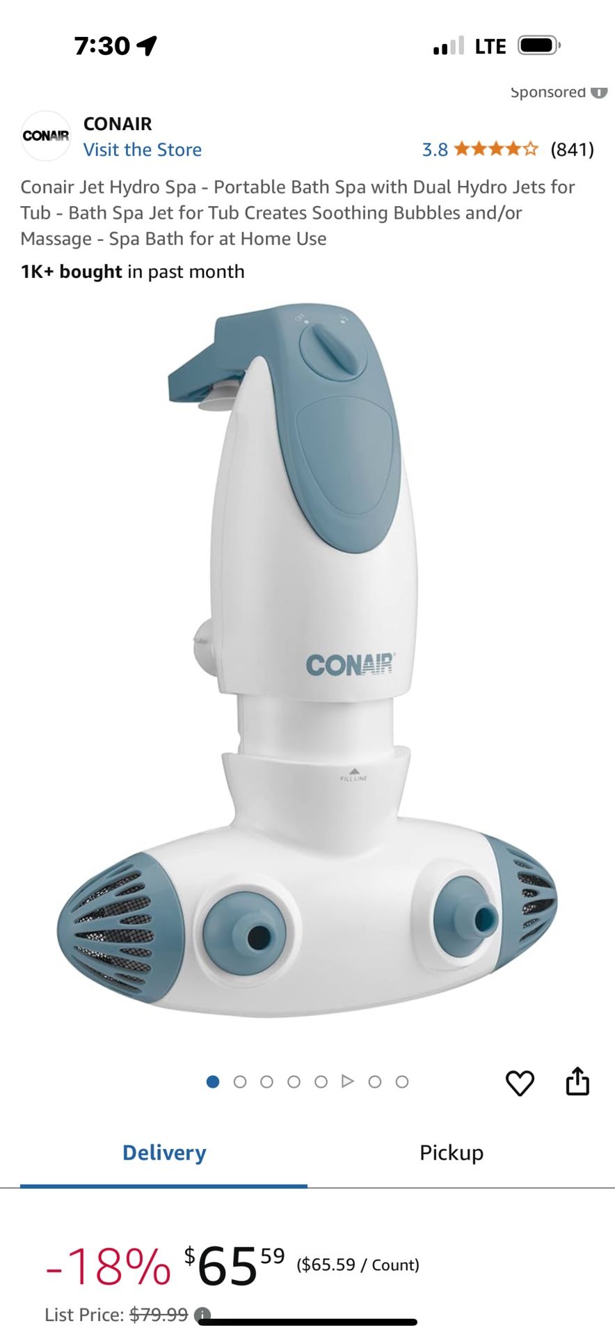 Conair Jet Hydro Spa - Portable Bath Spa with Dual Hydro Jets for Tub - Bath Spa Jet for Tub Creates Soothing Bubbles and/or Massage - Spa Bath for at