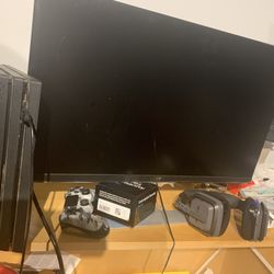 PS4 Pro, 27 ‘ Monitor, 1 Controller, & Headset & Multiple Games
