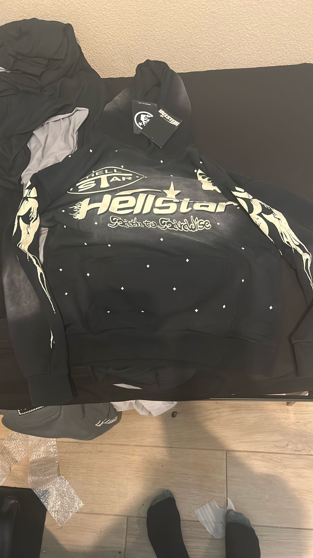 black Hellstar hoodie and Sweats