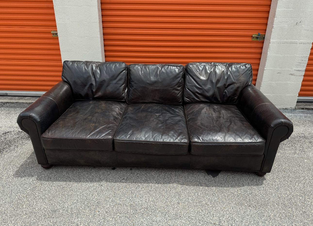 RH Restoration Hardware Lancaster Deep Seat Leather Sofa
