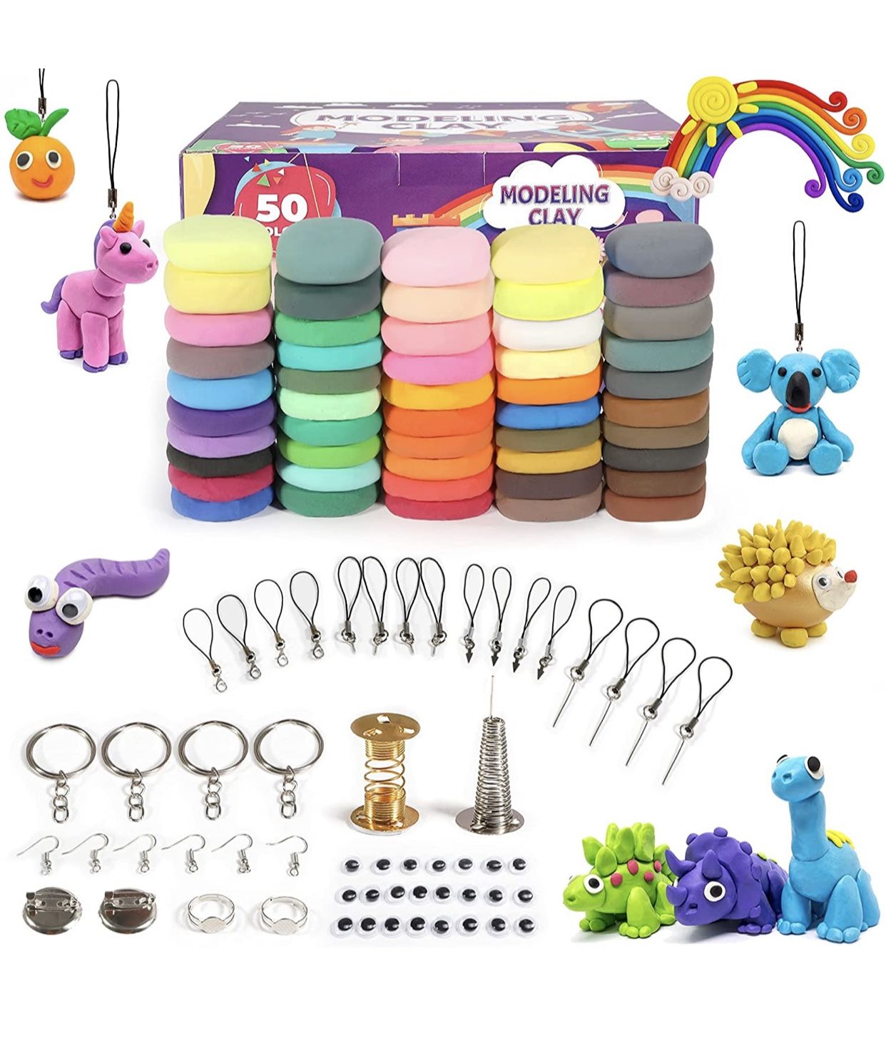 Modeling Clay Kit for Kids, Exptolii 50 Colors Air Dry Magic Clay with Tools
