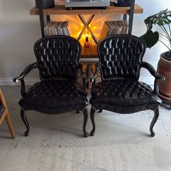 (2) Retro Reading Chairs; Faux Leather But In Great Condition Lightly used 