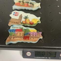 Puerto Rico Misc. Ceramic Items  Magnets, Shot Glasses, Map, Shot Glass With Toothpicks , Ring Box Stickers, Flags $3 Ea.