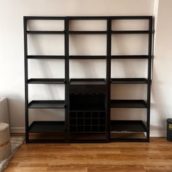 Crate & Barrel 3-Piece Leaning Bar + Bookshelf Set