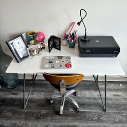 White Desk With Hairpin Style Legs