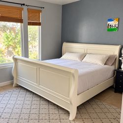 Solid California king bed frame and mattress