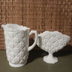 1940's Westmoreland "Old Quilt" Pattern Milkglass