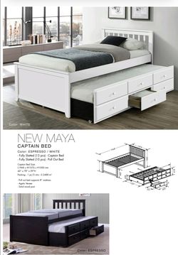 Twin Size Bed Frame With Trundle And 3  Drawers