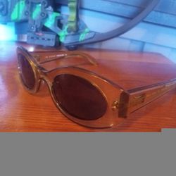 Vintage Gucci Sunglasses GG2340/ S Yellow Oval Acetate Y2K