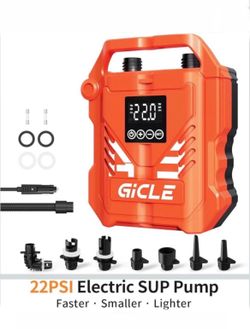 Paddle Board Pump Electric Portable with 12V DC Car Connector,22PSI Electric SUP Pump for Inflatebles Paddleboard,Bed, Mattress with Dual Stage Inflat