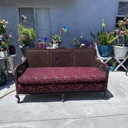 Antique Mahogany Cane Back Settee 3 Seat Couch