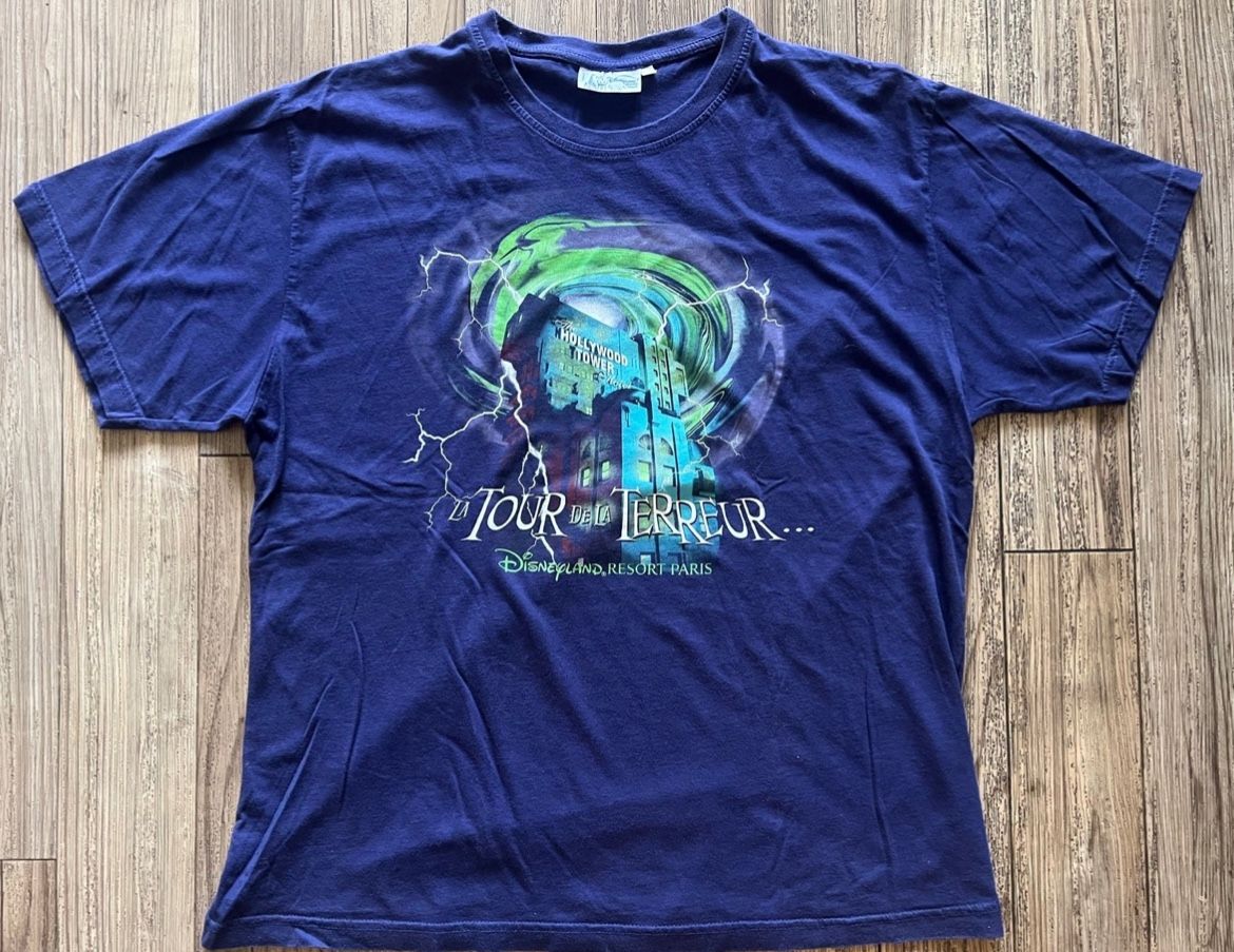 Vintage Disneyland Paris Resort Tower of Terror French Shirt Size XL Disney