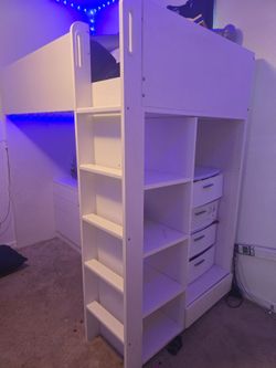 Twin bed with desk