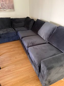Navy Blue Velvet Sectional Sofa