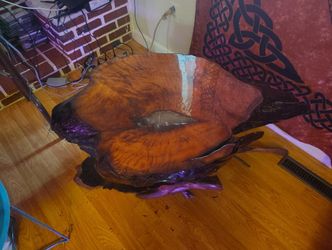 One Of A Kind Live Edge Table That Glows In The Dark 