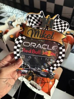 Racing F1 Cake topper, cups, gable boxes, goodie boxes