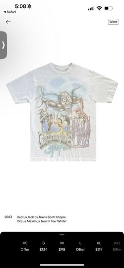 Travis Scott Utopia Circus Maximus Tour T-Shirt Sz L