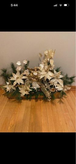 Beautiful large Gold Christmas Floral Centerpiece with Angel